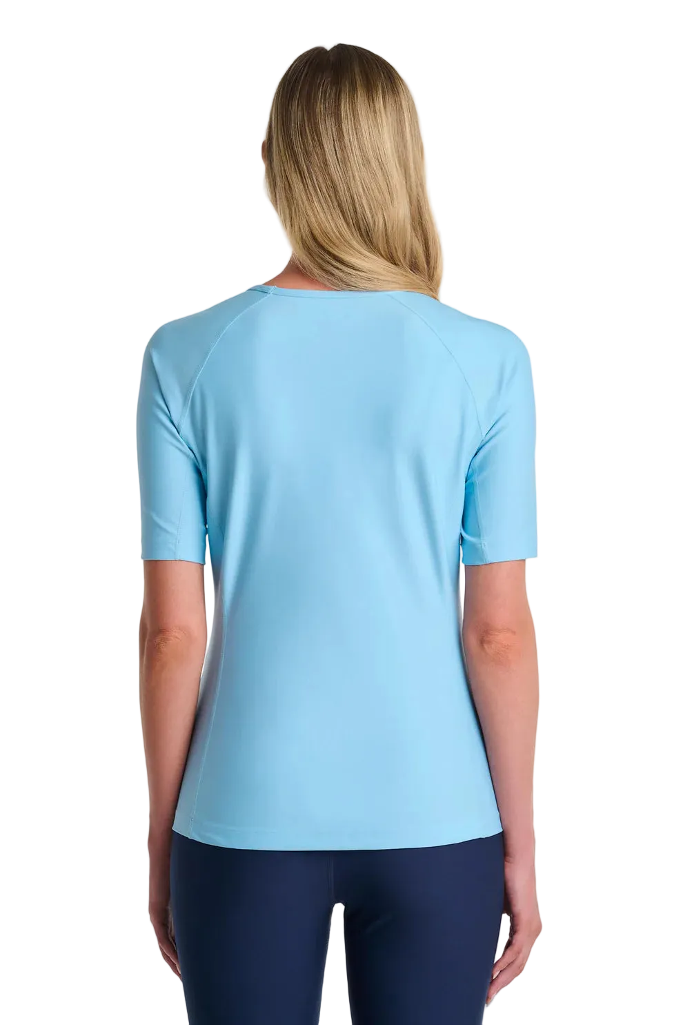 Coolibar Women's Hightide Short Sleeve Swim Shirt UPF 50+ - Arctic Blue