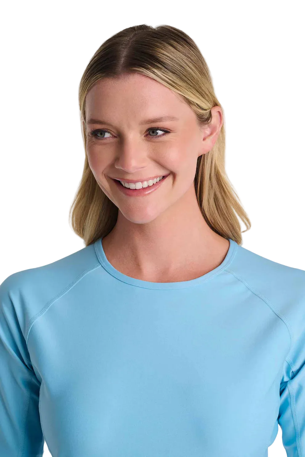 Coolibar Women's Hightide Short Sleeve Swim Shirt UPF 50+ - Arctic Blue
