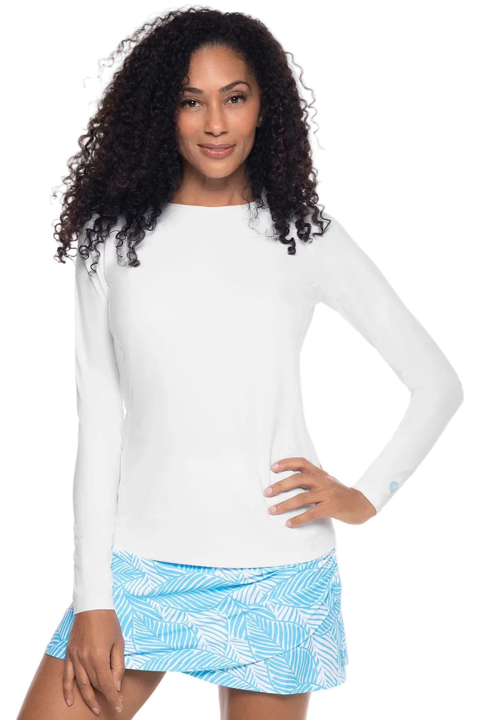 Coolibar Women's Hightide Long Sleeve Swim Shirt UPF 50+ - White