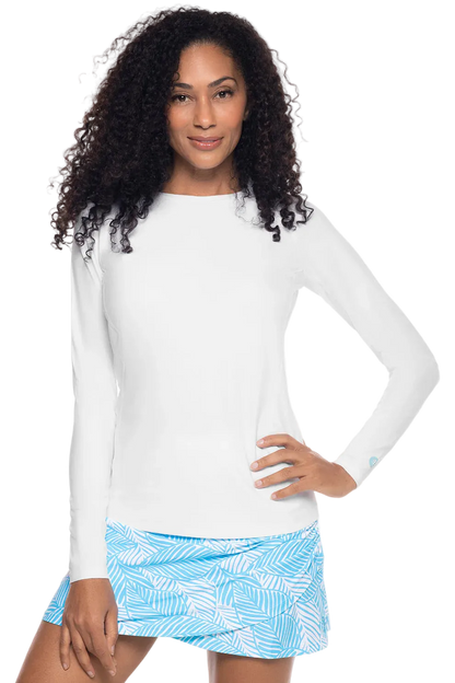 Coolibar Women's Hightide Long Sleeve Swim Shirt UPF 50+ - White