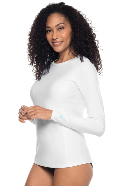 Coolibar Women's Hightide Long Sleeve Swim Shirt UPF 50+ - White