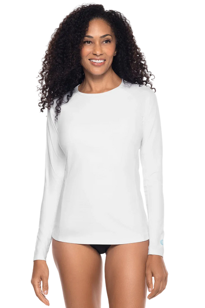 Coolibar Women's Hightide Long Sleeve Swim Shirt UPF 50+ - White
