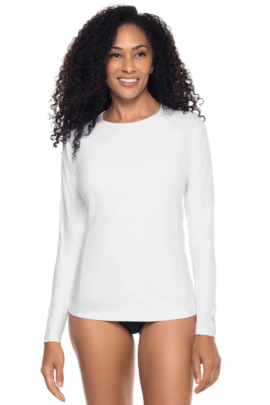 Coolibar Women's Hightide Long Sleeve Swim Shirt UPF 50+ - White