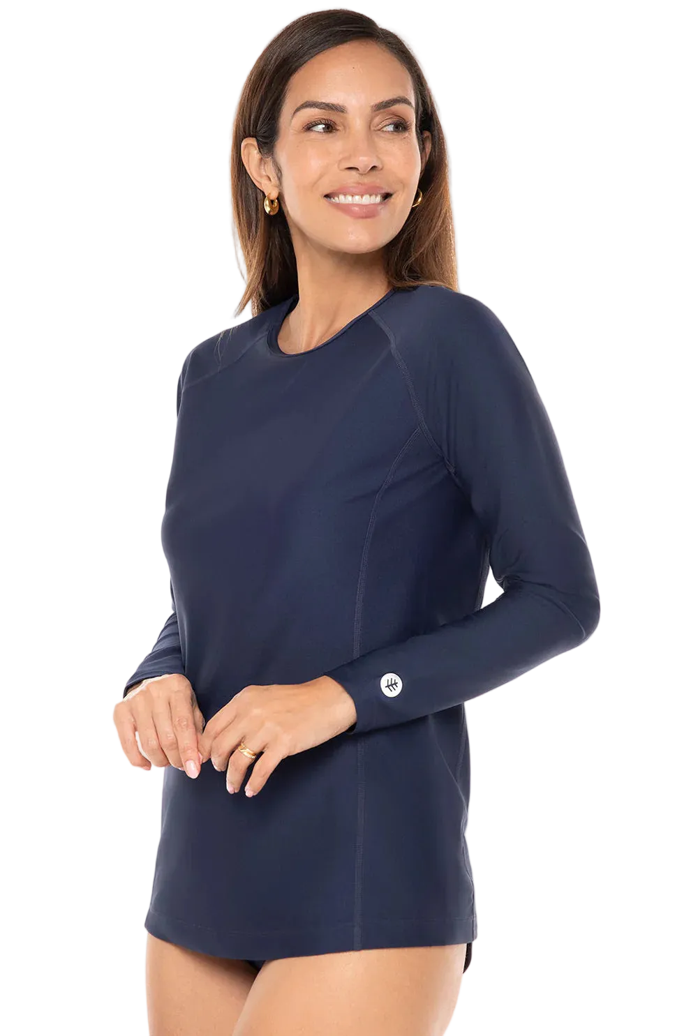 Coolibar Women's Hightide Long Sleeve Swim Shirt UPF 50+ - Navy