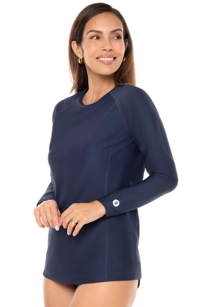 Coolibar Women's Hightide Long Sleeve Swim Shirt UPF 50+ - Navy