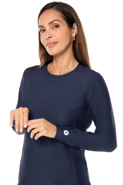 Coolibar Women's Hightide Long Sleeve Swim Shirt UPF 50+ - Navy