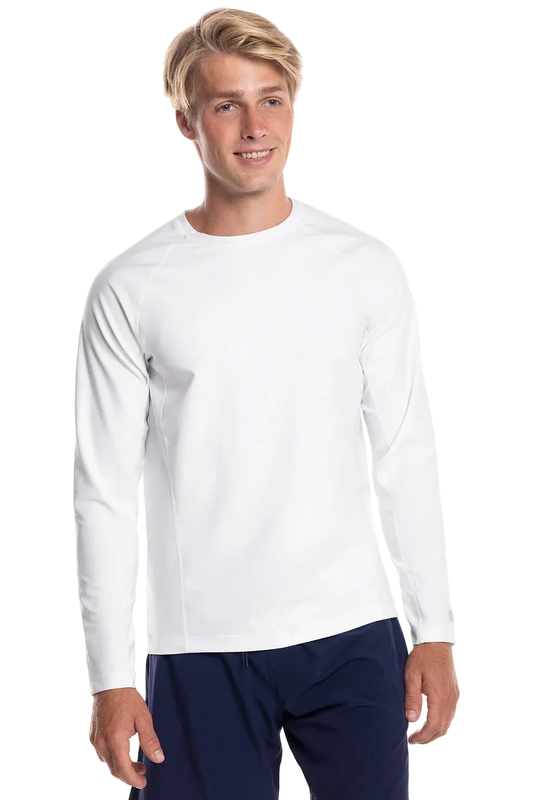 Coolibar Men's Hightide Long Sleeve Swim Shirt UPF 50+ - White