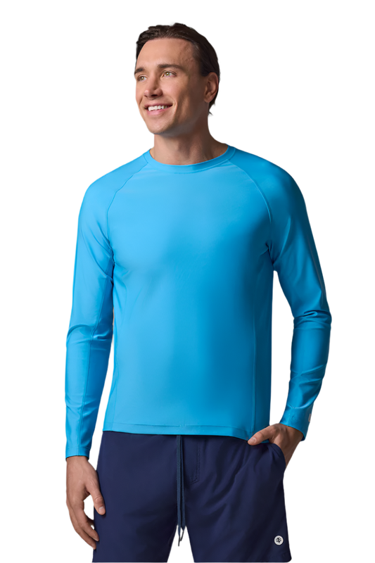 Coolibar Men's Hightide Lite Long Sleeve Shirt - Malibu Blue