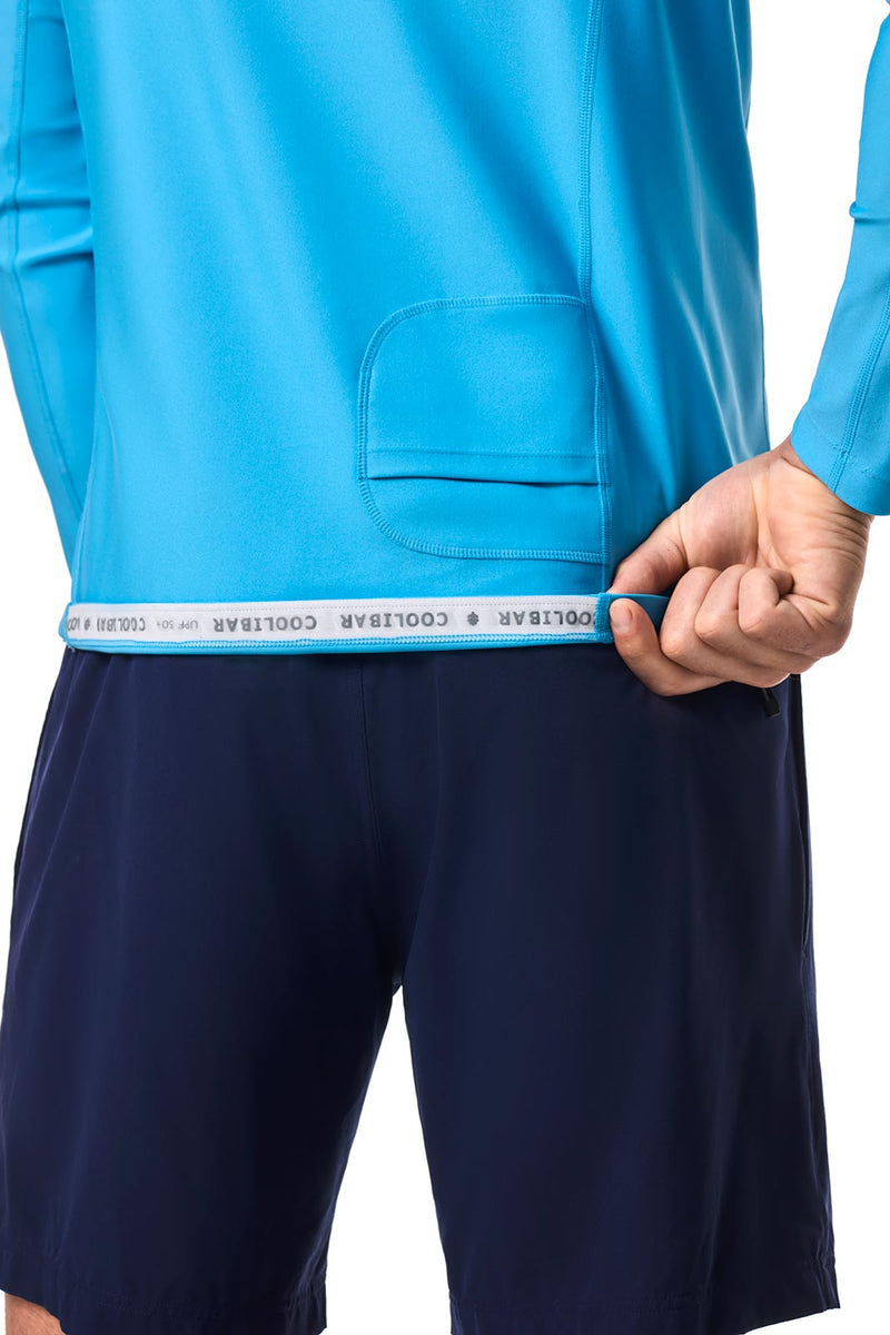 Coolibar Men's Hightide Lite Long Sleeve Shirt - Malibu Blue