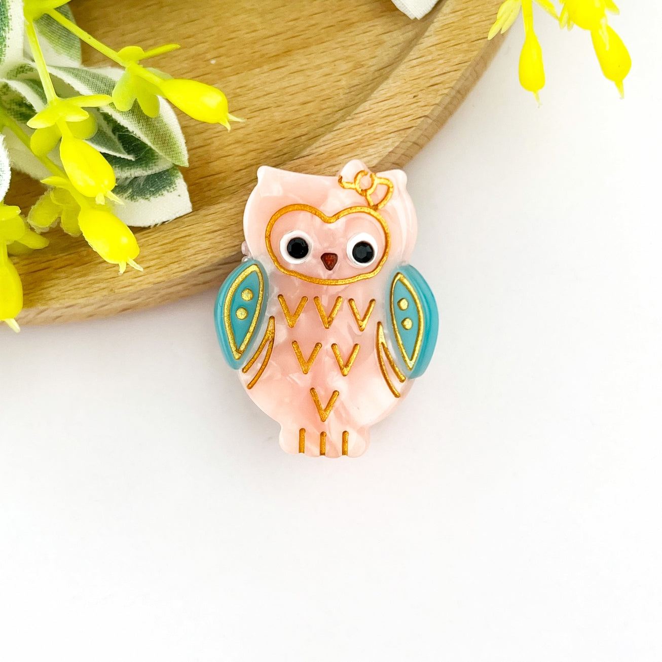 SSR Acetate Mini Pink Owl Claw Clip