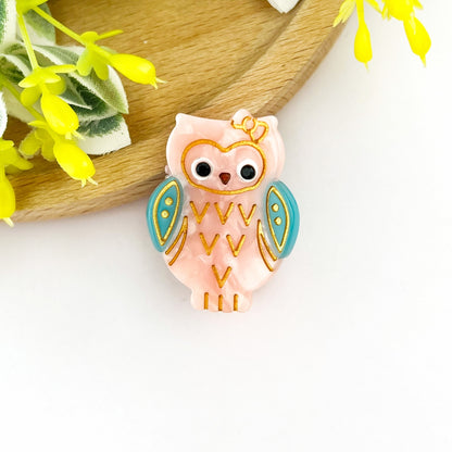 SSR Acetate Mini Pink Owl Claw Clip