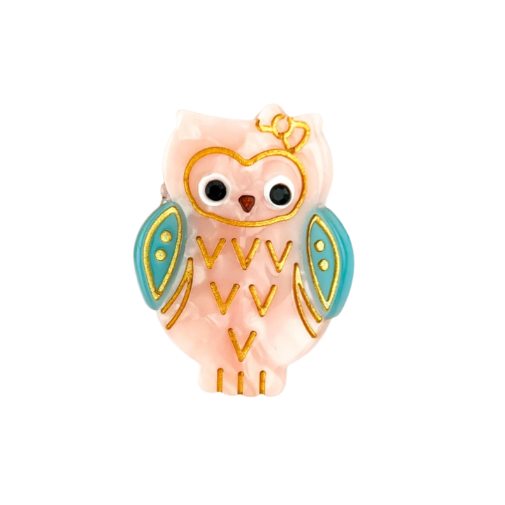 SSR Acetate Mini Pink Owl Claw Clip
