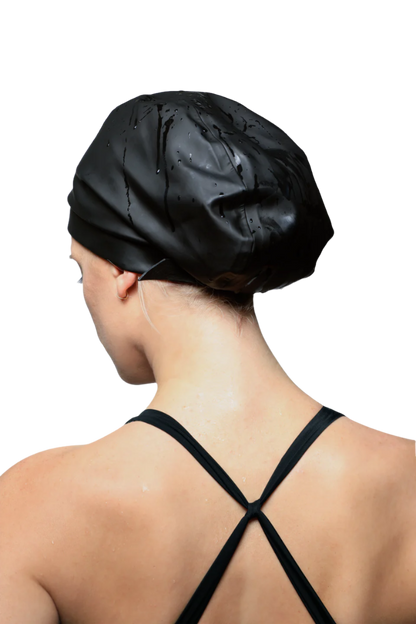 Hairbrella Satin-Lined Waterproof Adjustable Swim Cap - Black