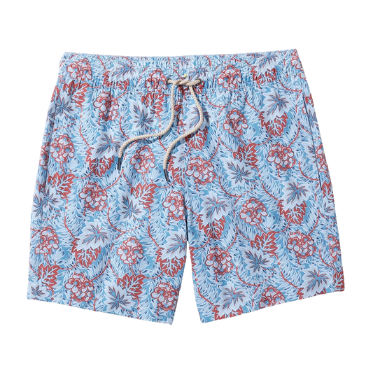 Fair Harbor Men's The Bayberry Swim Trunk Boardshorts - Sky Blue Beach Forest