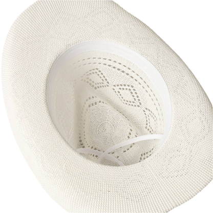 SSR Women's Eco-Friendly Woven Cowboy Panama Adjustable Sun Hat - White