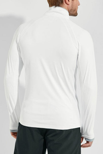 Coolibar Men's Ultimate Half-Zip Rash Guard UPF 50+ - White Line