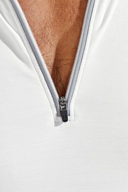 Coolibar Men's Ultimate Half-Zip Rash Guard UPF 50+ - White Line