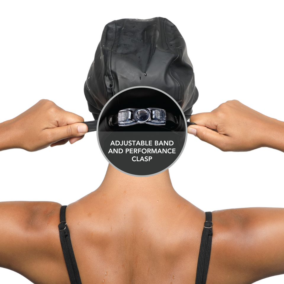 Hairbrella Satin-Lined Waterproof Adjustable Swim Cap - Black