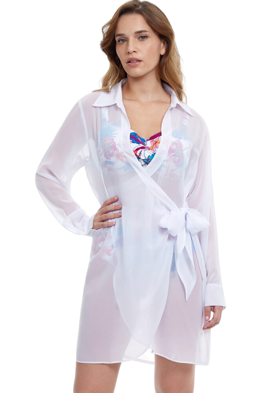 Gottex Tutti Frutti Tie Blouse Coverup - White - FINAL SALE