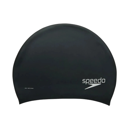 Speedo Silicone Long Hair Adult Swim Cap - Black