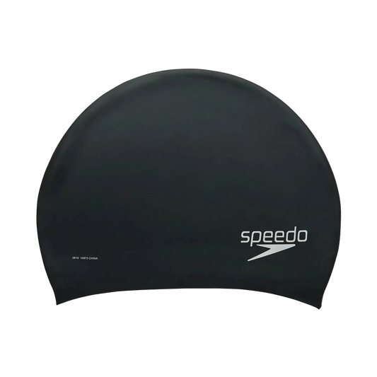 Speedo Silicone Long Hair Adult Swim Cap - Black