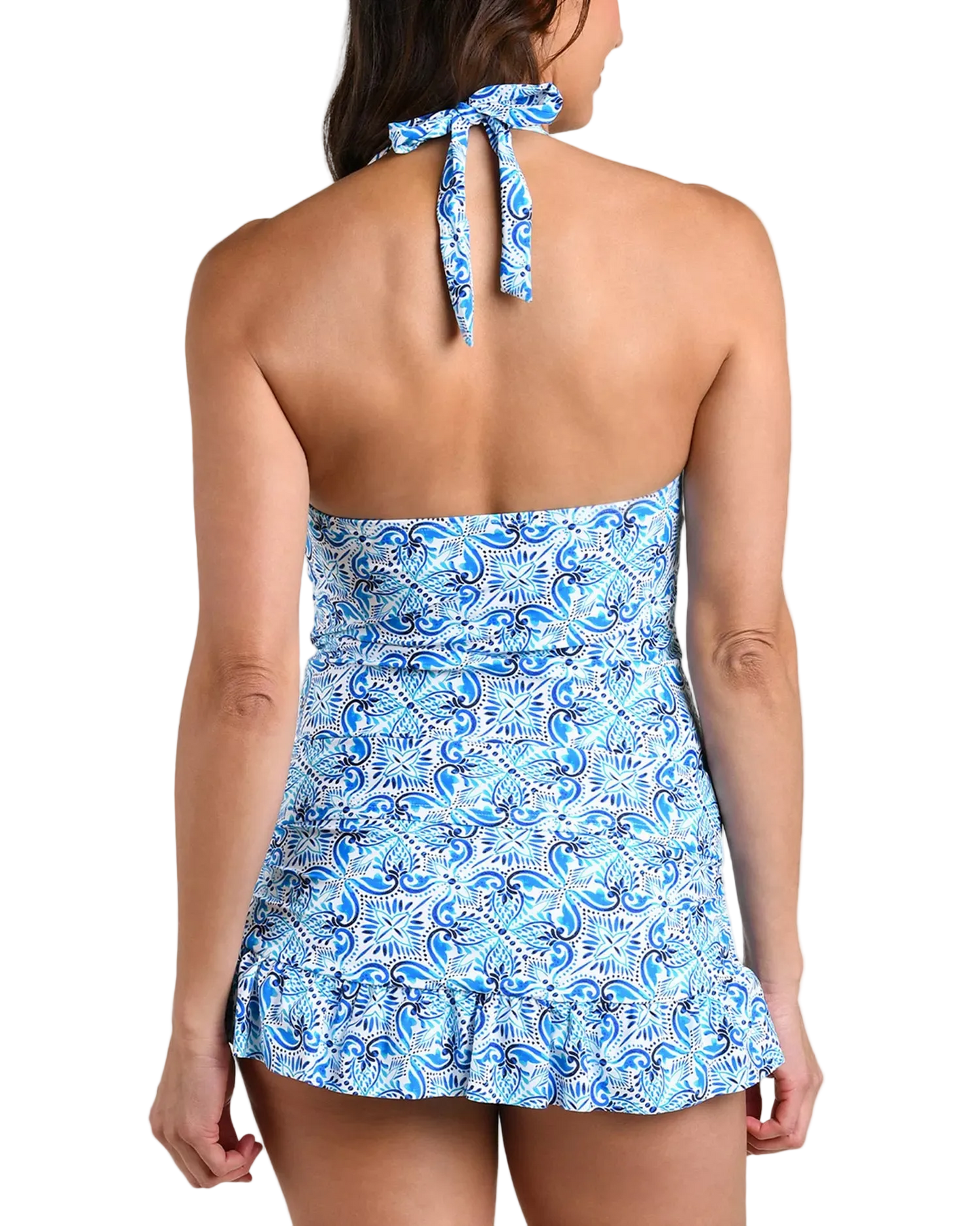 La Blanca Banded Halter Tankini Top- Costa Azul