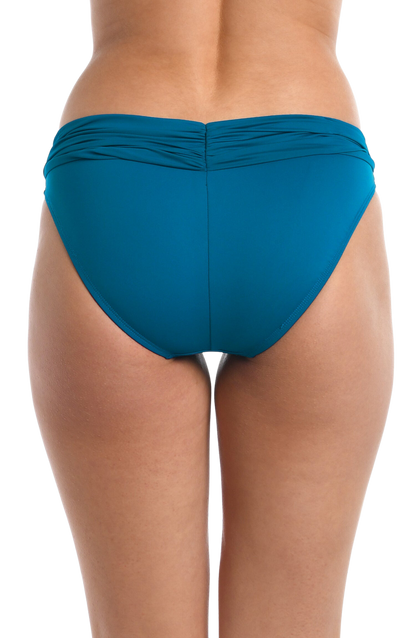 La Blanca Island Goddess Shirred Band Hipster Swim Bottom - Ocean - FINAL SALE