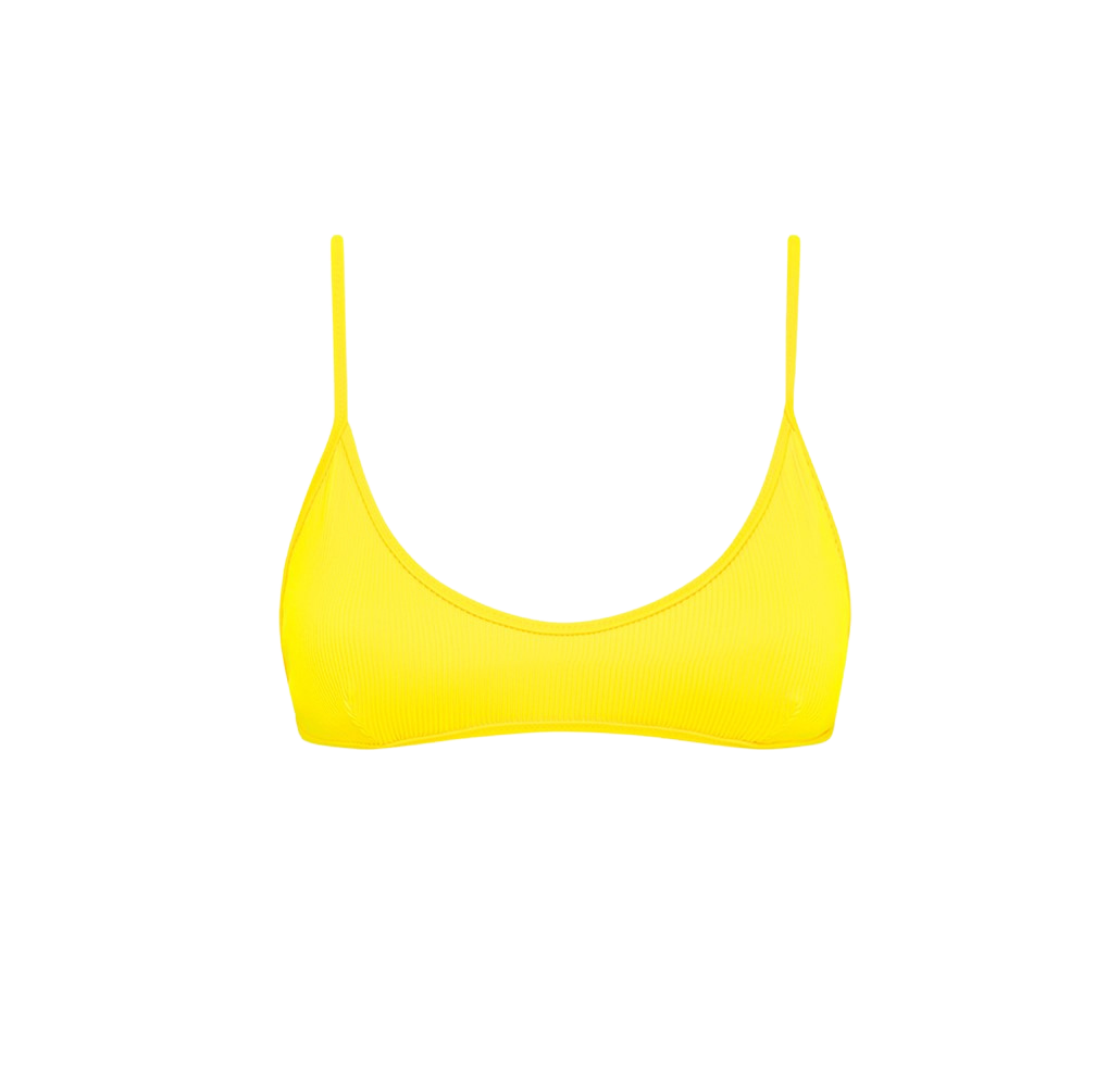 Kulani Kinis Minimal Tie Back Bikini Top - Sunshine Yellow Ribbed