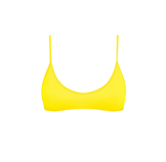 Kulani Kinis Minimal Tie Back Bikini Top - Sunshine Yellow Ribbed