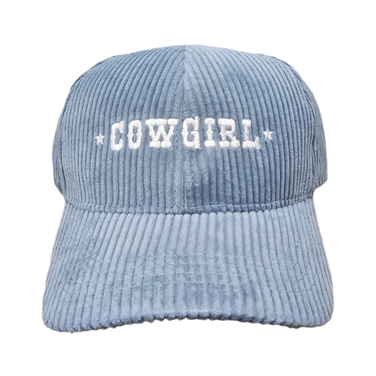 David And Young Cowgirl Corduroy Baseball Hat - Blue