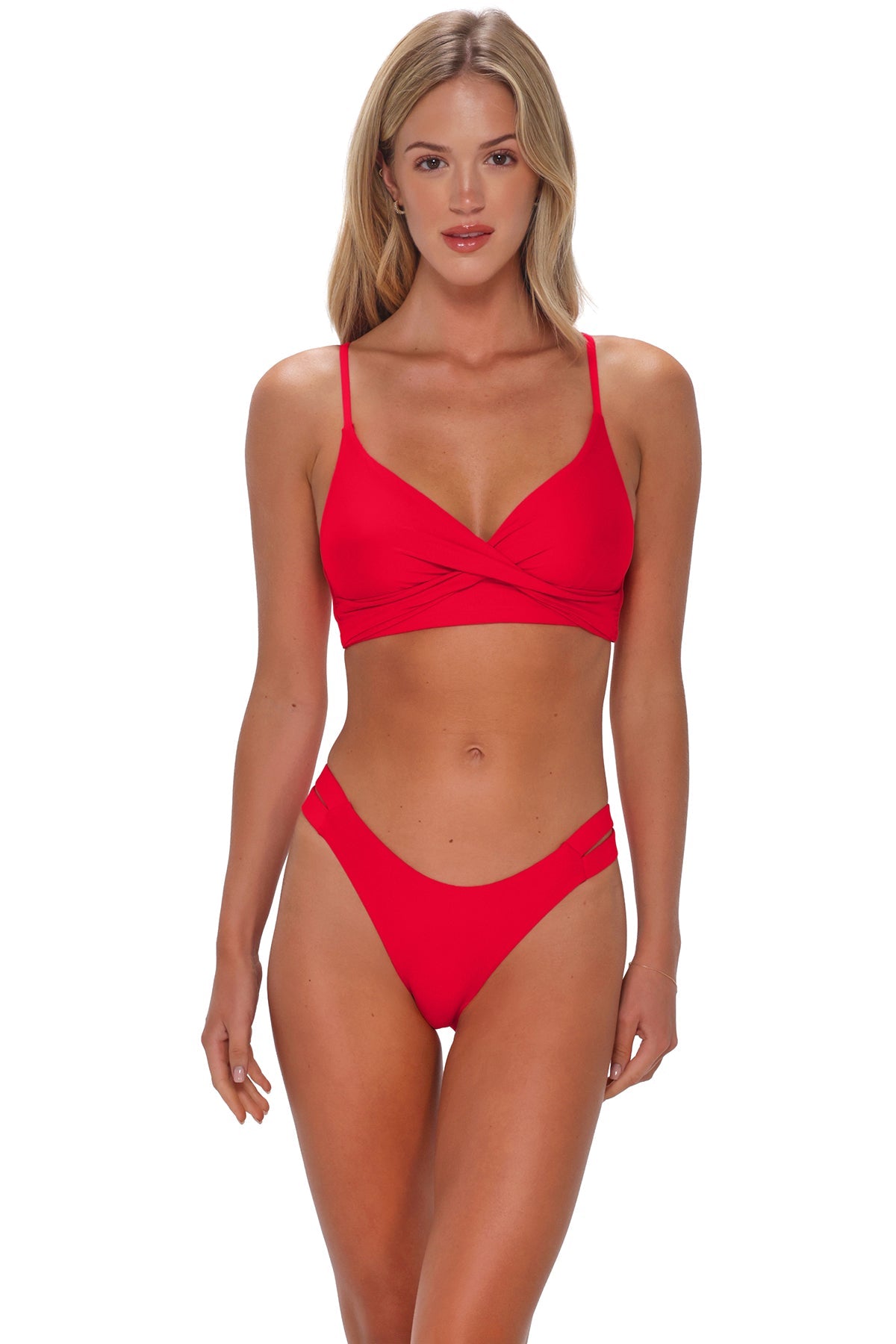 Sunsets Dora Double Tab Bikini Bottom - Geranium