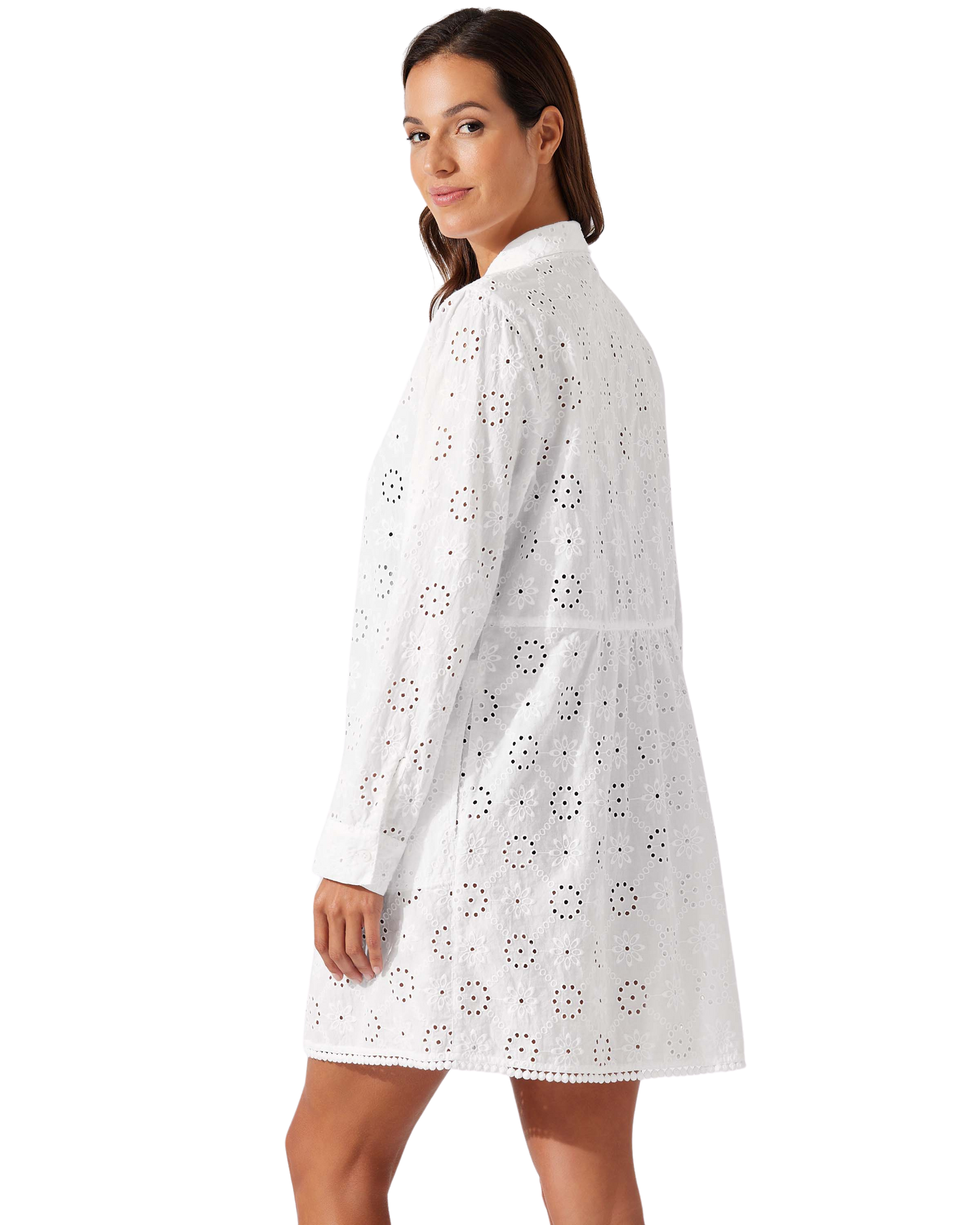 Tommy Bahama Harbour Eyelet Boyfriend Shirt - White - FINAL SALE