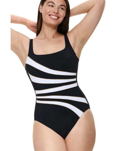 Gottex Luxe Allure Square Neck One Piece - Black/Gold