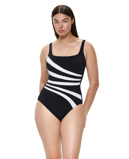 Gottex Luxe Allure Square Neck One Piece - Black/Gold