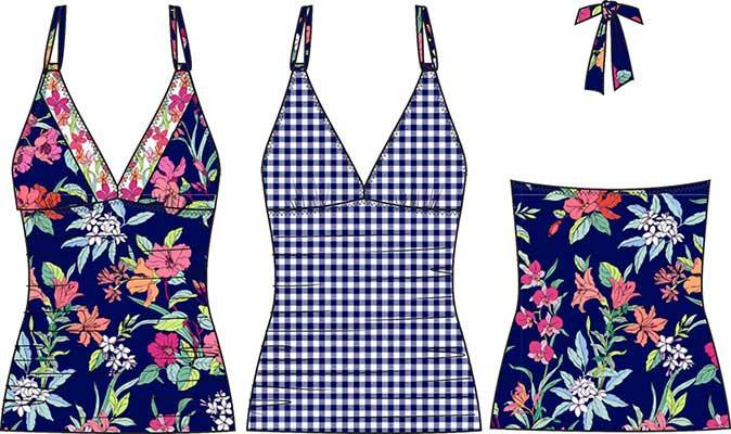 Tommy Bahama Summer Floral Reversible Halter Tankini Top - Navy Reversible - FINAL SALE