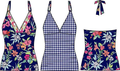 Tommy Bahama Summer Floral Reversible Halter Tankini Top - Navy Reversible - FINAL SALE