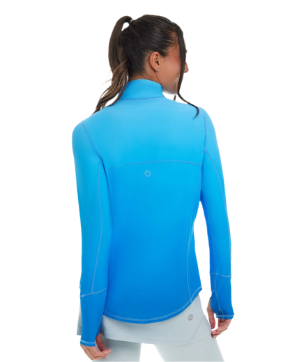 Jantzen Relaxed Mock Neck Zip Rashguard - Infinity Blue - FINAL SALE