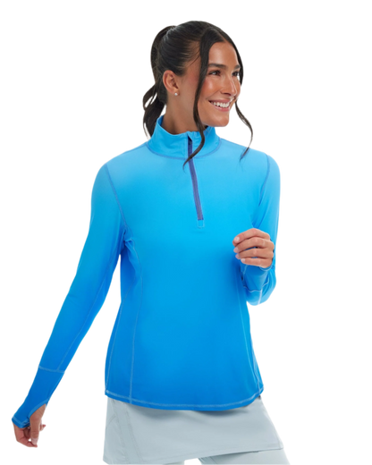 Jantzen Relaxed Mock Neck Zip Rashguard - Infinity Blue - FINAL SALE