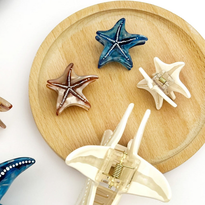 SSR Acetate Mini Starfish Hair Claw Clip - Beige