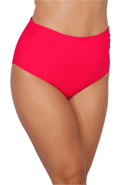 Sunsets Capri Shirred High Waist Bottom - Geranium