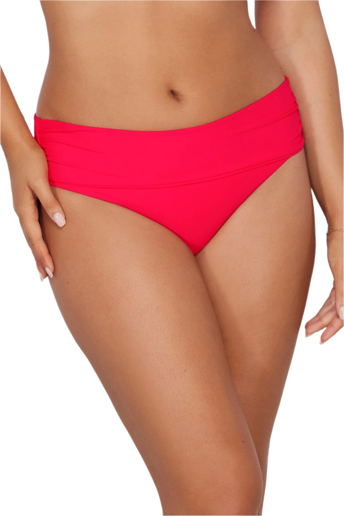 Sunsets Capri Shirred High Waist Bottom - Geranium