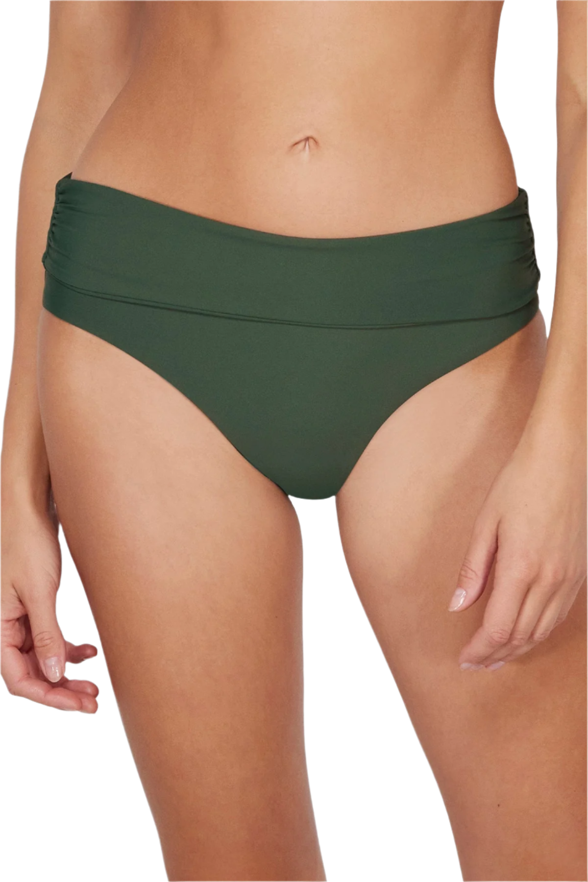 Sunsets Capri Shirred High Waist Bottom - Island Green