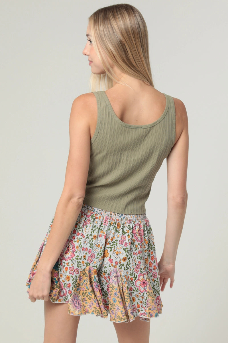 Angie Godet Mixed Print Flowy Shorts