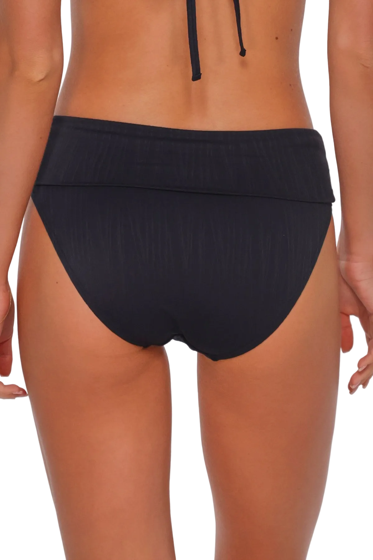 Sunsets Hannah High Waist Swim Bottom - Black Seagrass