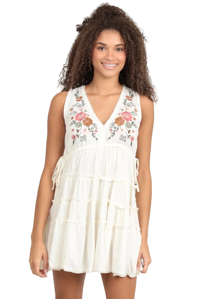 Angie Tiered Embroidered Tank Dress - White