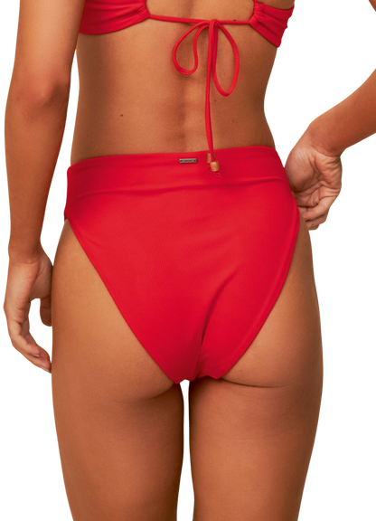 Maaji Sully High Rise/High Leg Bikini Bottom - Scarlet Red - FINAL SALE