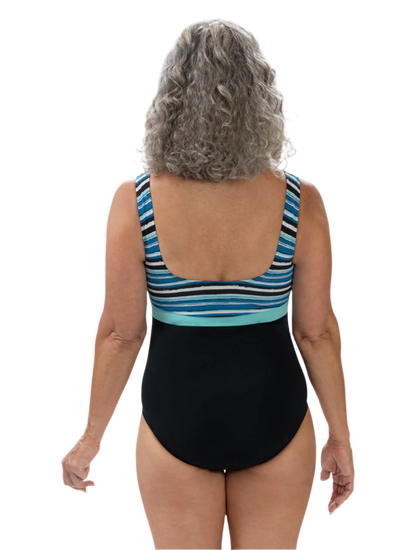Dolfin Aquashape Moderate Scoop Back One Piece Swimsuit - Harbor Stripe - FINAL SALE