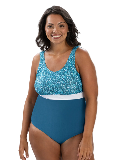 Dolfin Aquashape Moderate Scoop Back Chlorine Resistant One Piece Swimsuit - Zen