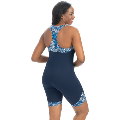 Dolfin Discontinued Aquatard Chlorine Resistant One Piece Swimsuit - Navy Paisley- FINAL SALE!