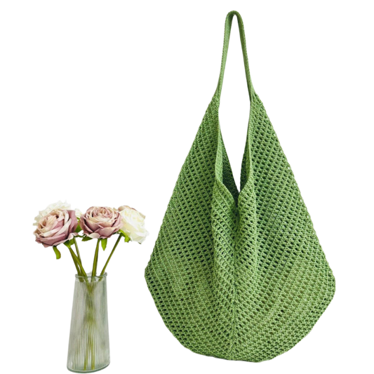 SSR Knit Hollow Braided Shoulder Beach Bag Tote - Green